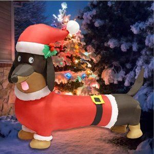 5ft Inflatable Christmas Weiner Dog